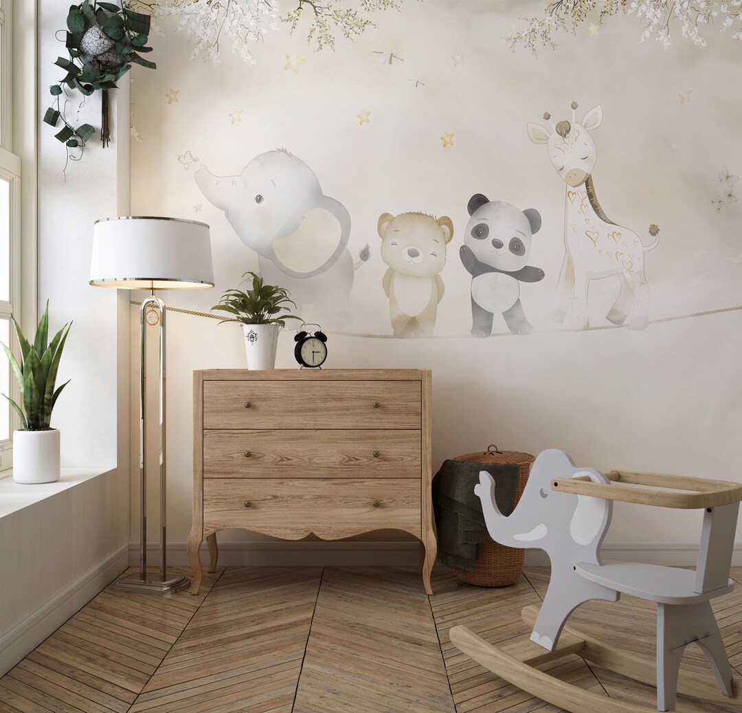Animals Nursery Wallpaper, Kids Room Decor (digital File) - Etsy