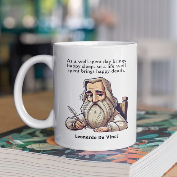 Leonardo Da Vinci Mug, Philosophy Gift, Meditation Mug, Renaissance Print