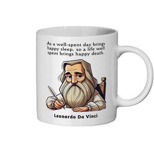 Leonardo Da Vinci Mug, Philosophy Gift, Meditation Mug, Renaissance Print image 2