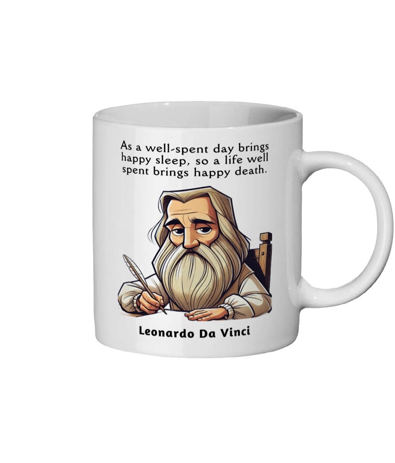 Leonardo Da Vinci Mug, Philosophy Gift, Meditation Mug, Renaissance Print image 2
