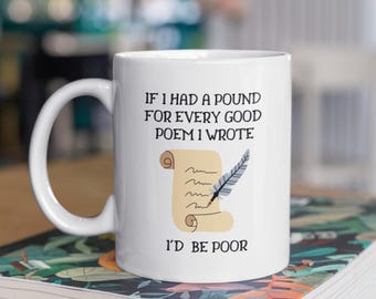 Mug poète, mug poésie, cadeau poésie, cadeau littérature, mug écriture, cadeau pour elle