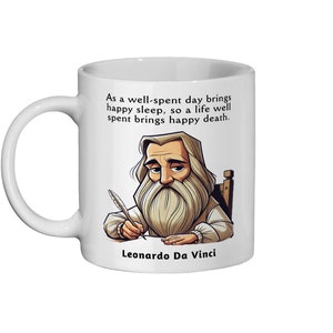Leonardo Da Vinci Mug, Philosophy Gift, Meditation Mug, Renaissance Print image 4