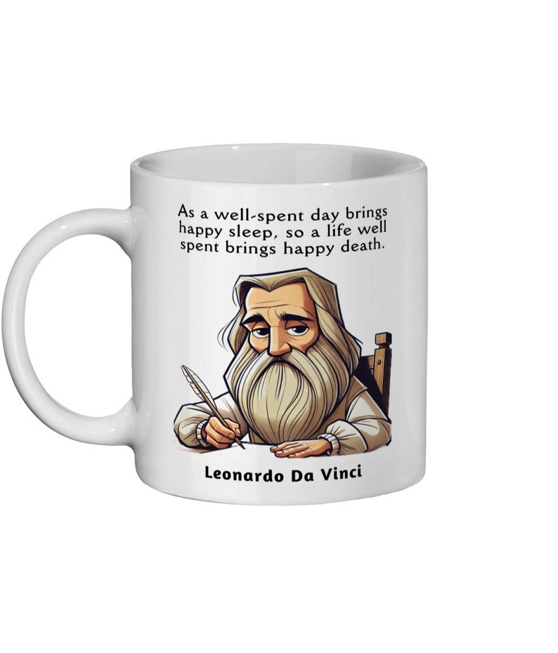 Leonardo Da Vinci Mug, Philosophy Gift, Meditation Mug, Renaissance Print image 4