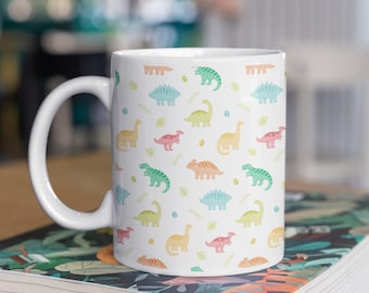 Dinosaur Mug, Dinosaur Gifts, Dinosaur Print Mug, T-Rex Mug, Triceratops Mug