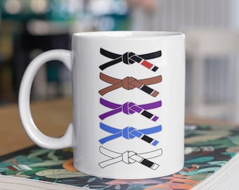 BJJ Mug, Brazilian Jiu-Jitsu Belts Mug, BJJ Gift, Black Belt Mug, MMA Gift