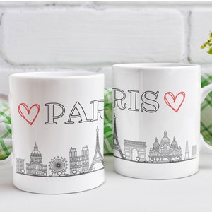 Paris Mug, Paris Skyline, France Mug, Travel Gifts, Holiday Gift, Gift for Her