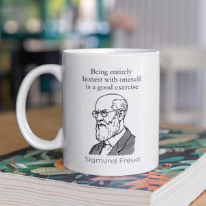 Tazza con citazione di Sigmund Freud, tazze sulla salute mentale, tazze sulla psicoterapia