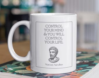 Marcus Aurelius Mug, Marcus Aurelius Quotes Mug, Stoicism Mugs, Mental Health Mug