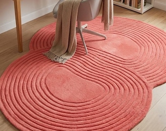 Tappeto di forma irregolare Tappeto tuftato fatto a mano Tappeto da soggiorno Tappeto tuftato a mano Tappeto decorativo, 5x5 6x6 8x8 piedi