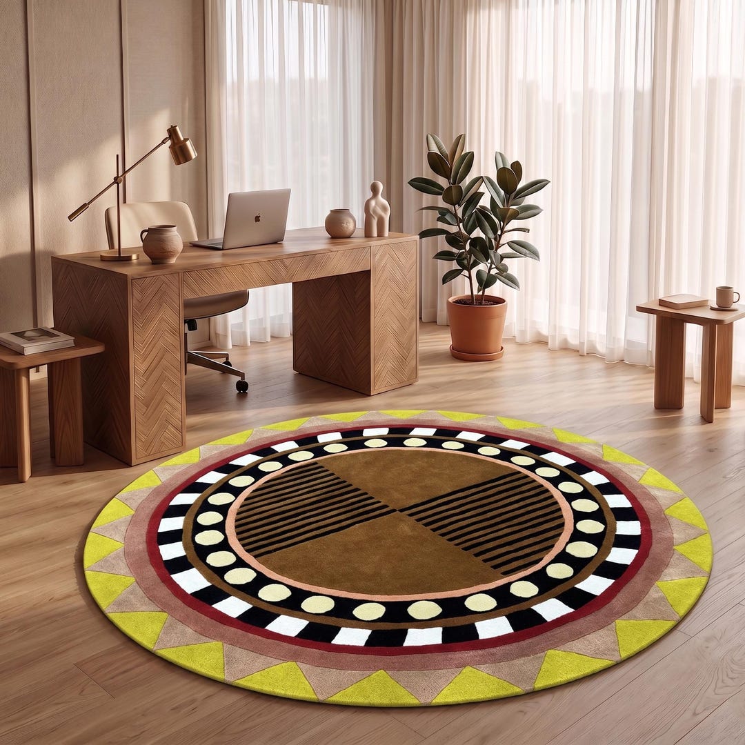 Custom Circular Rugs Custom Round Rug 7x7 Ft 8x8 Ft – Hand Tufted Wool Carpet for Dining ...