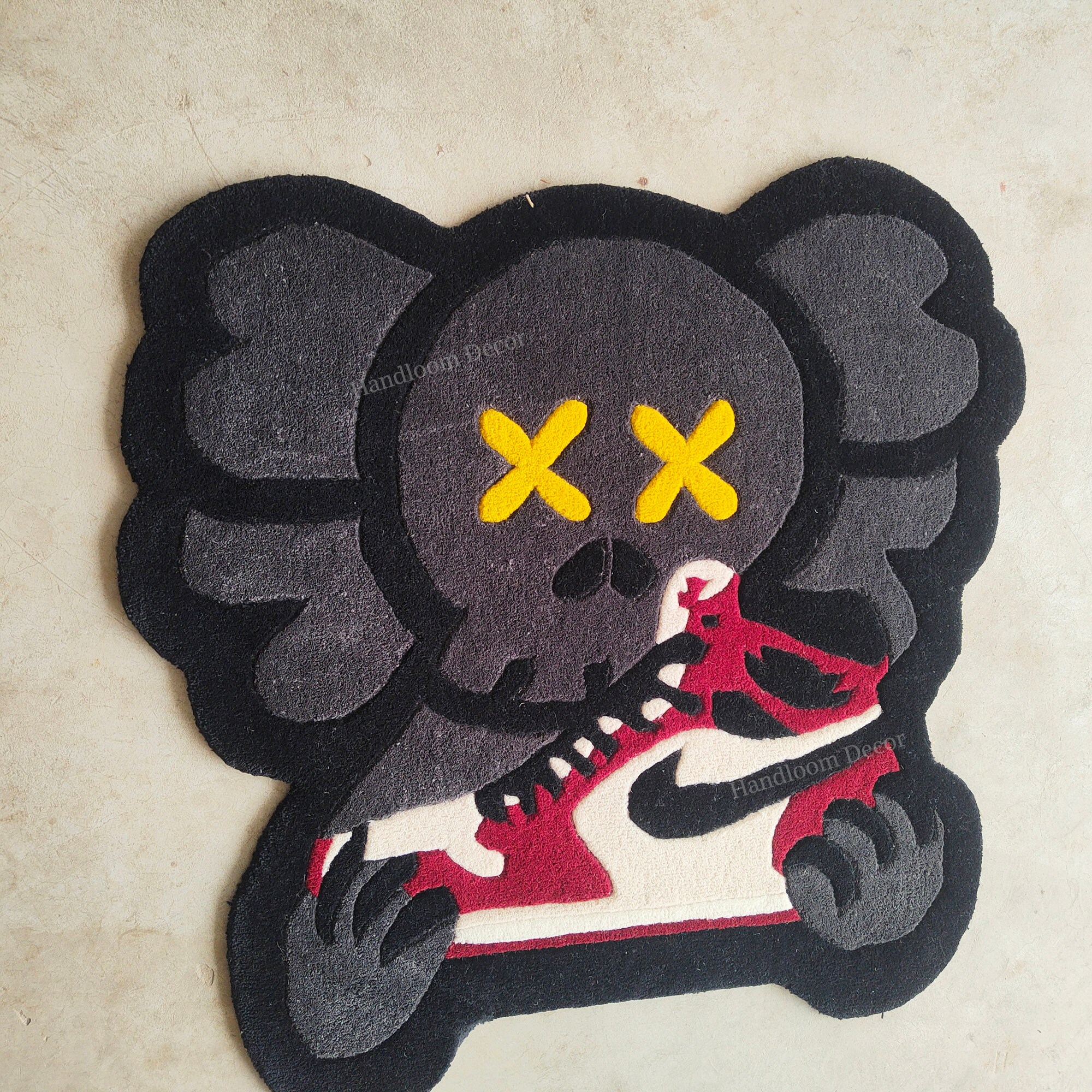 Nike Turfting Rug Skull & Nike Shoes Handmade Tufted Rug Halloween Decor Rug for Kids ...