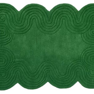 Hand Tufted Rug Scalloped Tufted Rug Green Rug Living Room Rug Bedroom ...