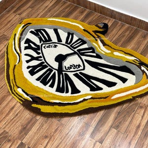 Cartier Crash Carpet, MELTING WATCH RUG, Yellow colourway, Hypebeast Rug, Handmade Handtufted Wall hanging Rug, Christmas Day Gift
