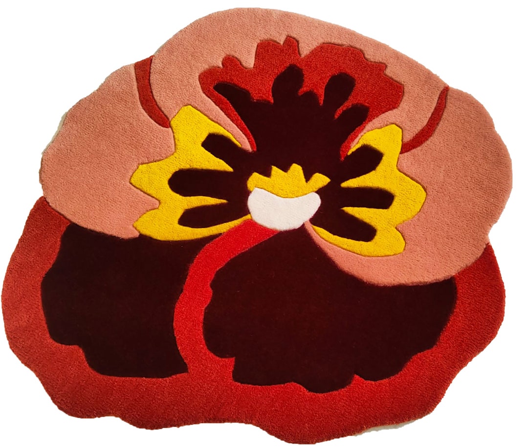 Hand Tufted Flower Shaped Wool Area Rug Bedroom Living Room - Etsy