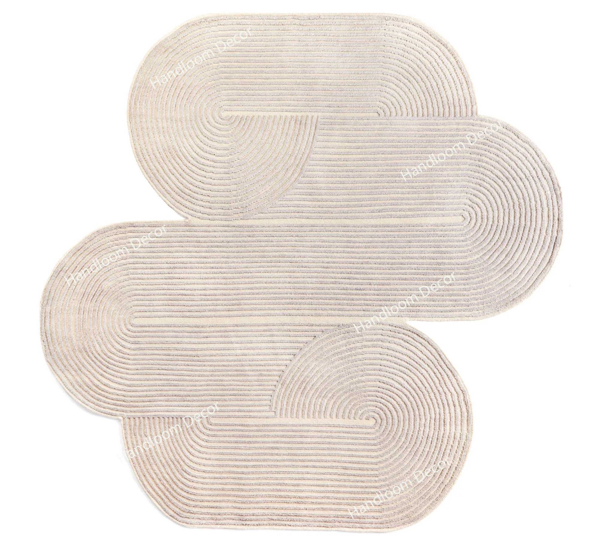 Irregular Shaped Rug Tufted Wool Rug Woolen Area Rugs Carpets For Living Room Colorful Any Room Rug kitchen Rug (AI Generated)