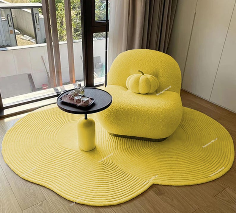 Irregular Hand-tufted Wool Rug: Modern Home Decor - Etsy