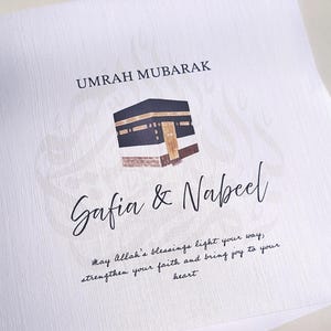 Cartão de felicitações islâmico personalizado Umrah Mubarak
