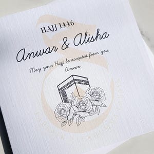 Cartão de felicitações islâmico personalizado Hajj Mubarak