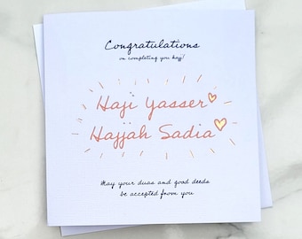 Haji and Hajjah Congratulations Hajj Mubarak Islamic Greeting Card