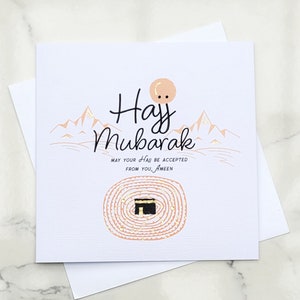 Cartão islâmico Hajj Mubarak com detalhes dourados