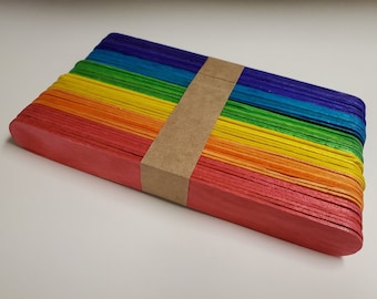 Palitos de manualidades arcoíris, materiales para manualidades, multicolor (50 unidades)