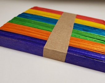 Palitos de manualidades arcoíris, palitos de helado grandes de madera, materiales para manualidades (~50 unidades)