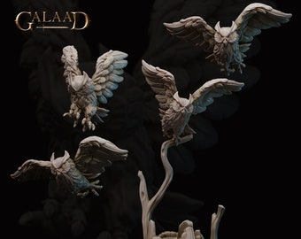 Flexible Resin DnD Miniature Fantasy Owl Familiar Pet | Amazons and Naga | 28mm to 75mm | Gilead | Tabletop RPG Thumbnails | Scatterland