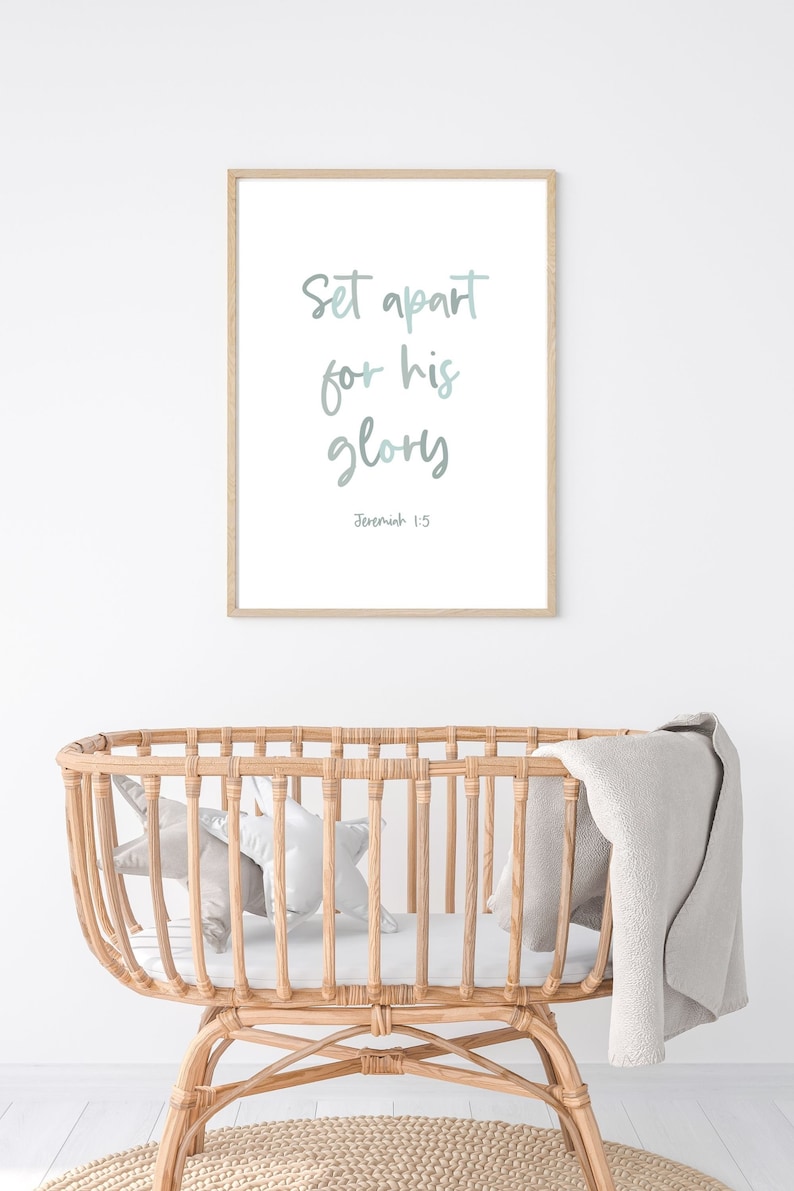 Nursery Bible Verse Nursery Scripture Wall Art Minimalist Christian Nursery Decor Crib Decor Christian Baby Room Jeremiah 1:5 image 1