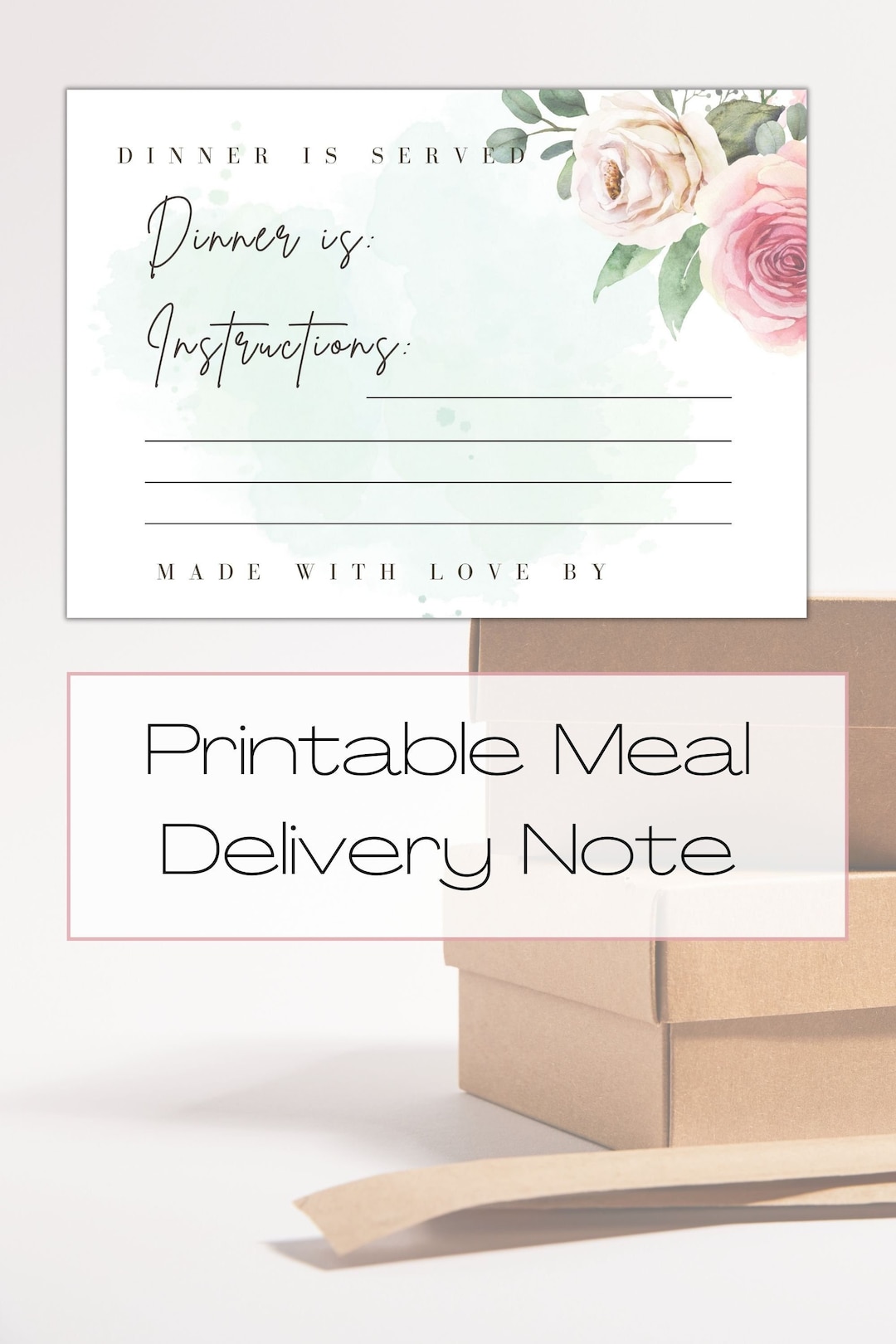 Printable Meal Delivery Note | Meal Train Label | Printable Meal Train ...