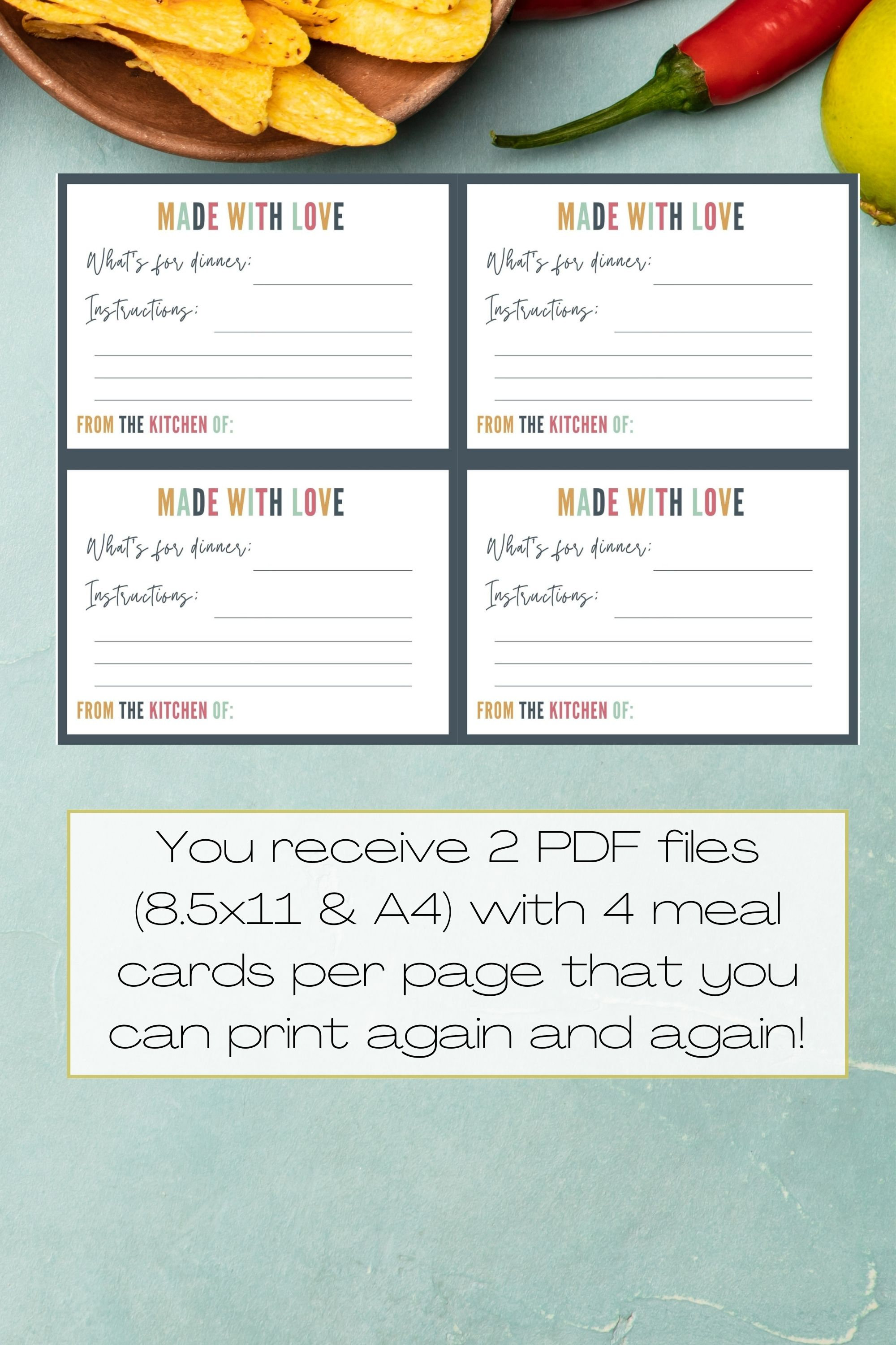 Printable Meal Delivery Note | Meal Train Label | Printable Meal Train ...