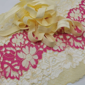 Knickers Lingerie Making Stretch Lace Kit Yellow&Fuchsia 23cm wide