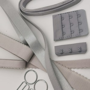 DIY Large Bra Making Finding Kit Grey Silver Rings& Sliders