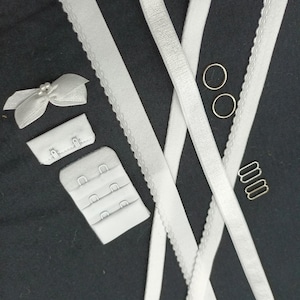 Bra Making Finding Kit white Medium with Silver/Gold  Rings/Sliders