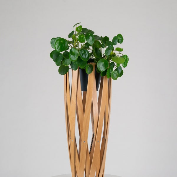 Wood Plant Stand Upcycling Designer Furniture | Handmade Home Decor | Houseplant Indoor Vase Flower Shelf Minimalist