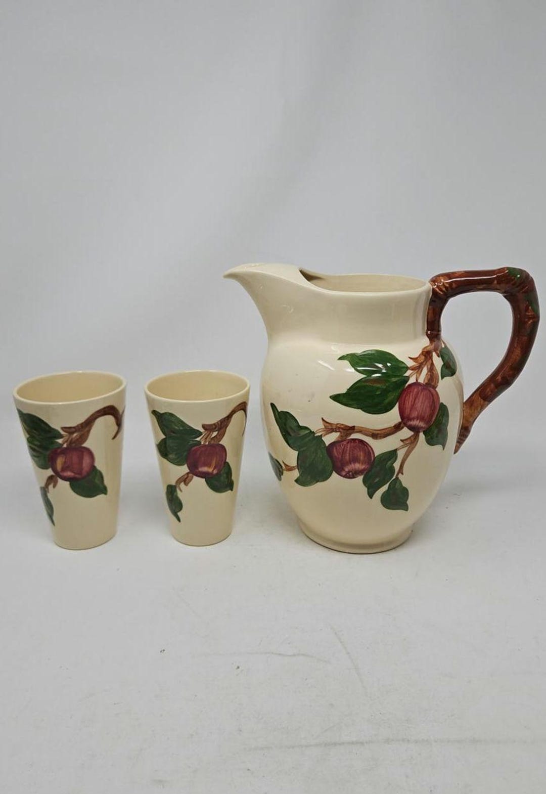Vintage Franciscan Apple Pitcher Earthenware Plus 2 Tumblers - Etsy