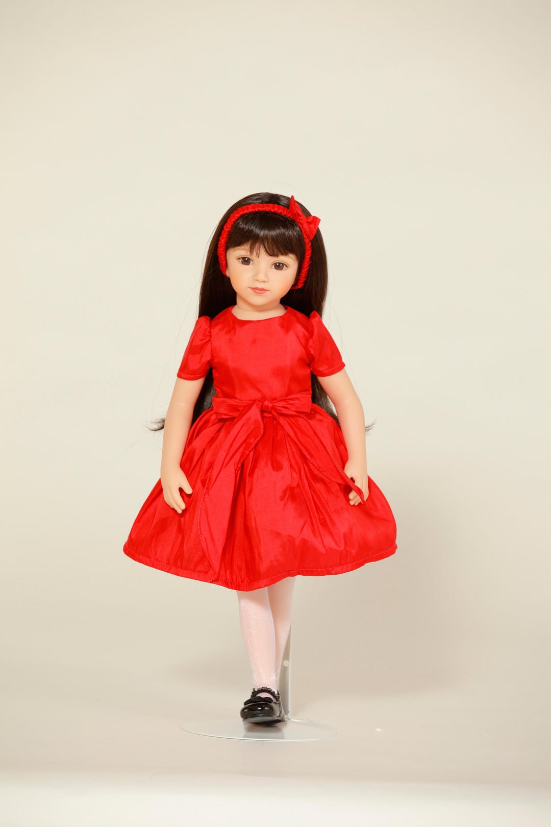 Red Taffeta Doll Dress, Headband, & Stockings Included for 20 Inch ...