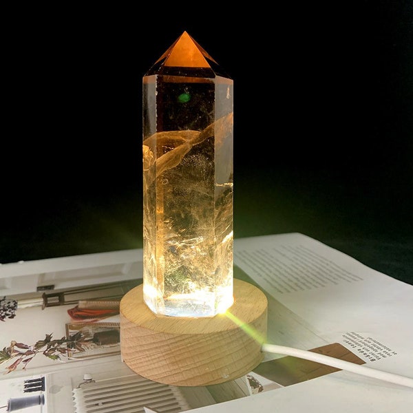 Smoky Quartz Crystal Tower Lamp - Smoky Quartz Gemstone Lamp - Smoky Quartz Desk Lamp - Night Light - Crystal Table Lamp - Tower Lamp