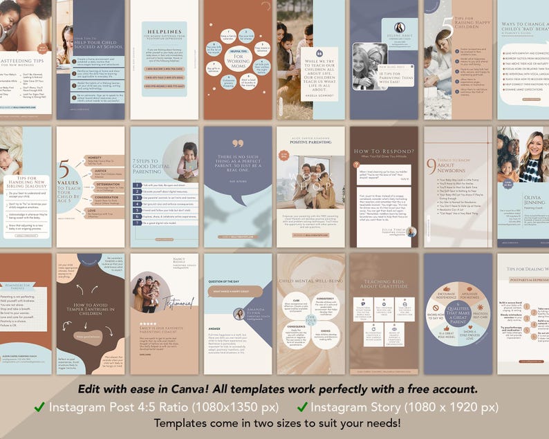 Life Coach Posts Editable Canva Templates Volume 5: 50 Parenting Advice ...