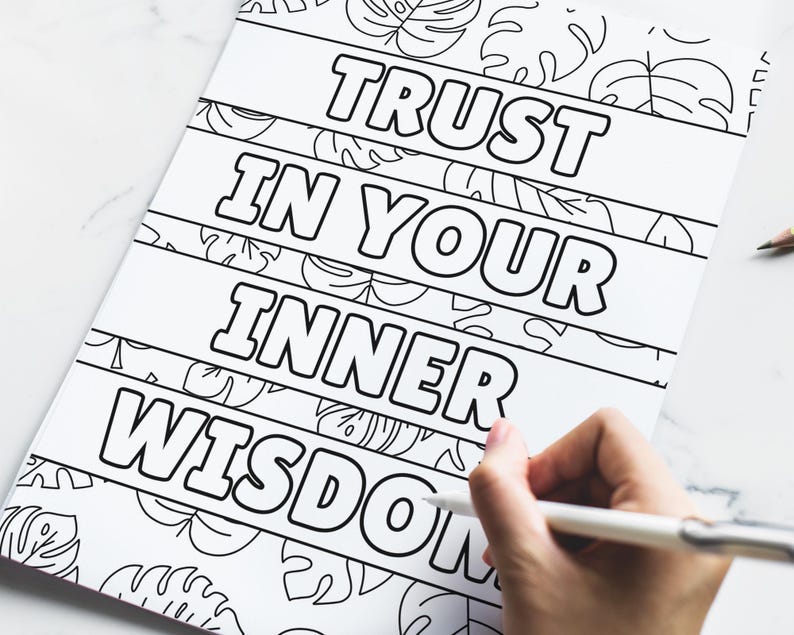Selflove Affirmation Coloring Pages: 25 Unique Designs with Inspirational & Motivational Quotes (Instant Download) image 6