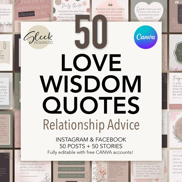 50 Relationship Quotes | Healthy Relationship Advice | Editable CANVA Templates | Facebook Instagram Social Media Templates