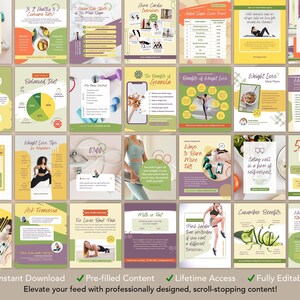 Gesundheitsposten Editierbare Canva Vorlagen Band 2: 50 Abnehm- und Fitness Posts für Instagram Facebook (Instant Download) Bild 2