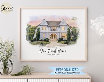 Personalized Watercolor Home Portrait | House Painting from Photo | Housewarming gift, Realtor Gift, Gift for Family | Home Decor Wall Art
