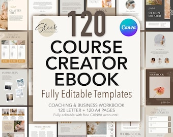 eBook Workbook Course Editable Canva Templates: 120 Editable Printable Pages for Coaching & Course Creator (Instant Download)