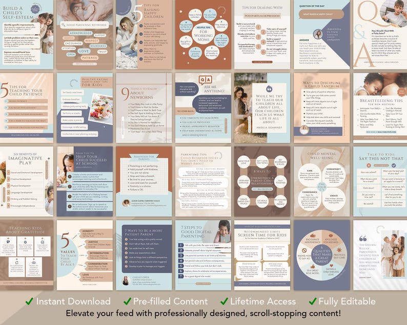 Life Coach Posts Editable Canva Templates Volume 5: 50 Parenting Advice ...