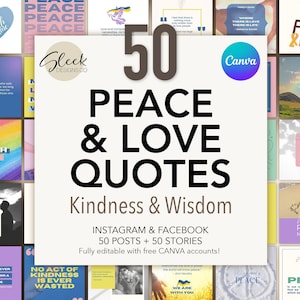 50 Peace & Love Quotes | Anti War Posts | Editable CANVA Templates | Facebook Instagram Social Media Templates