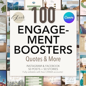 100 Engagement Booster Posts | Charts,  Quotes, Mood Boards | Editable CANVA Templates | Facebook Instagram Social Media Templates