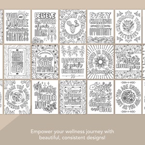 Selflove Affirmation Coloring Pages: 25 Unique Designs with Inspirational & Motivational Quotes (Instant Download) image 4