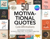 Motivational Quotes Editable Canva Templates: 50 Affirmation & Selfcare Quotes for Instagram Facebook (Instant Download)