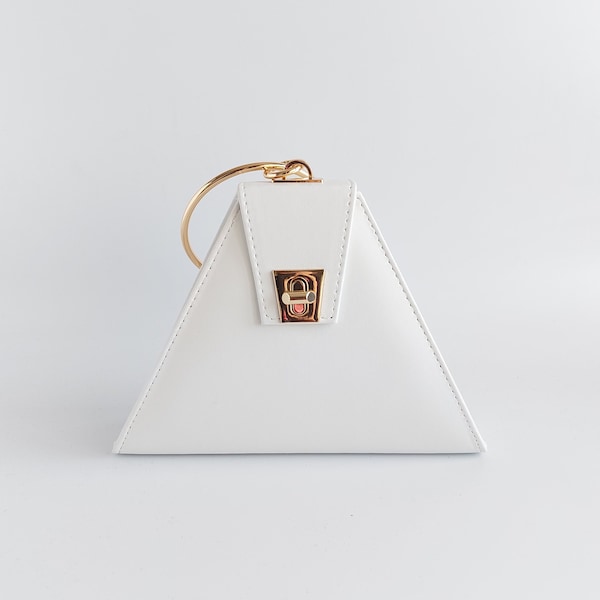 Triangle Bags - Pyramid Bag - Triangle Purse - Triangle Handbag -White Evening Bags -White Clutch Purse -Geometric Bag - Unique Stylish Bag