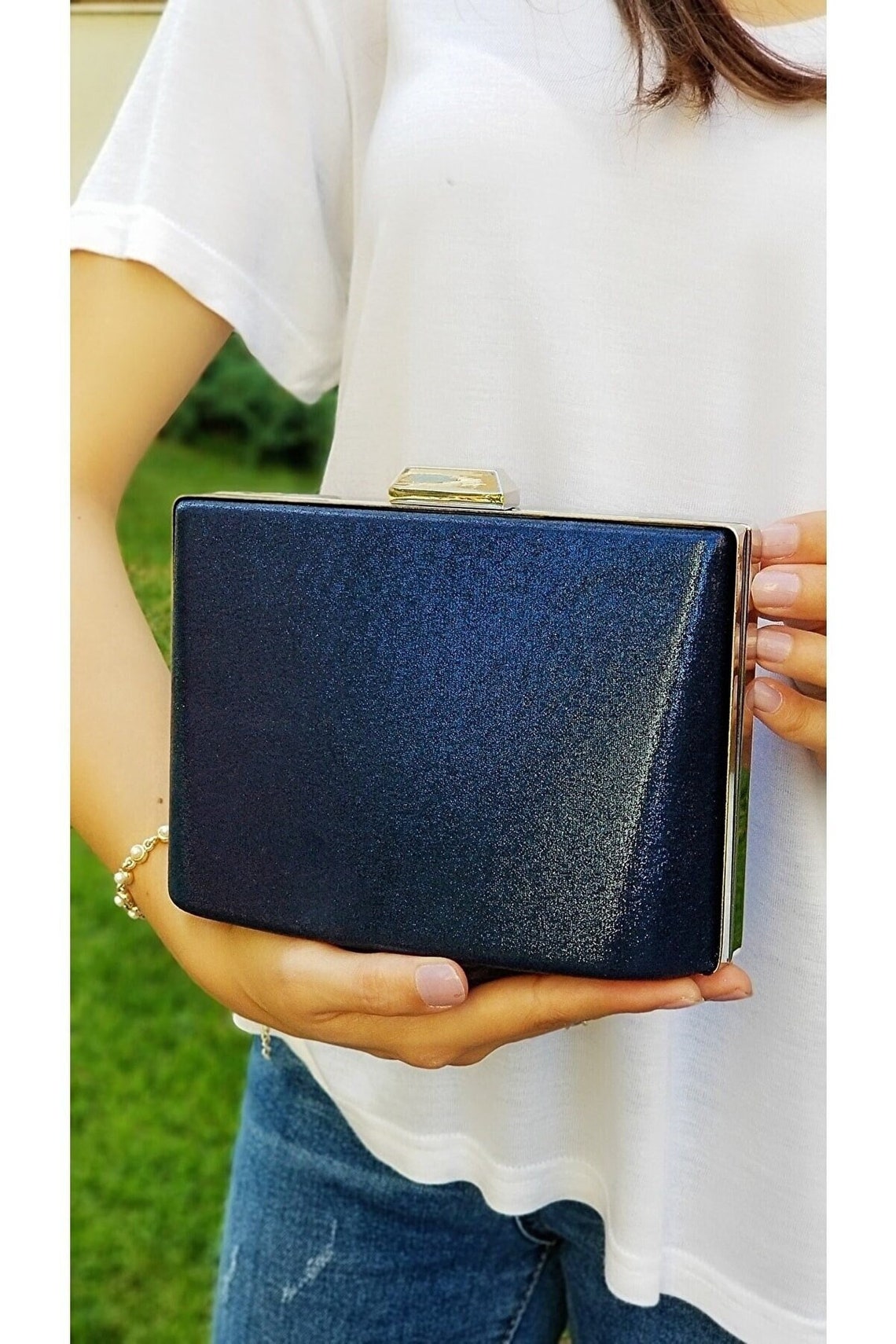 Navy Evening Bag Navy Clutch Bag Leather Clutch Bag Etsy